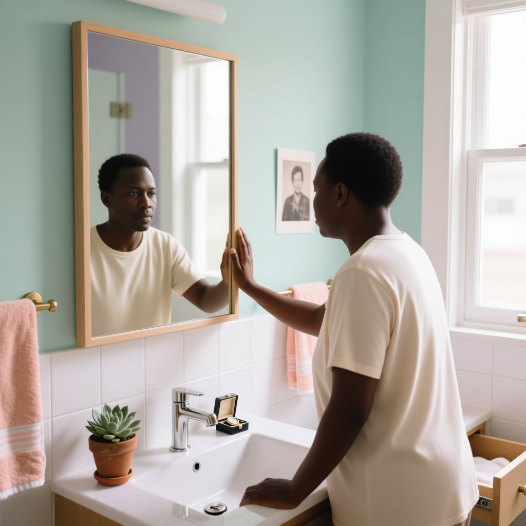 Hombre mirandose al espejo
